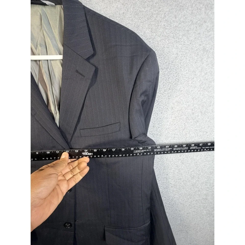 Pronto Suit Mens‎ 44R Black Pinstripe Wool Blend Two Piece Jacket Pants 38x28